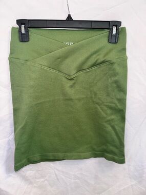 V-Waist Olive Green Ribbed Pencil Skirt